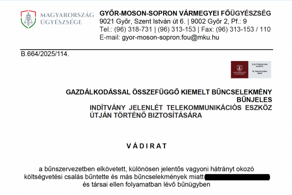 Vádemelés IN KAL WINI Security érintettséggel