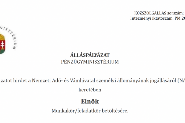 PÁLYÁZAT NAV ELNÖKI POZÍCIÓRA – itt mit kellene változtatni?